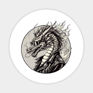 dragon in leather jacket Magnet